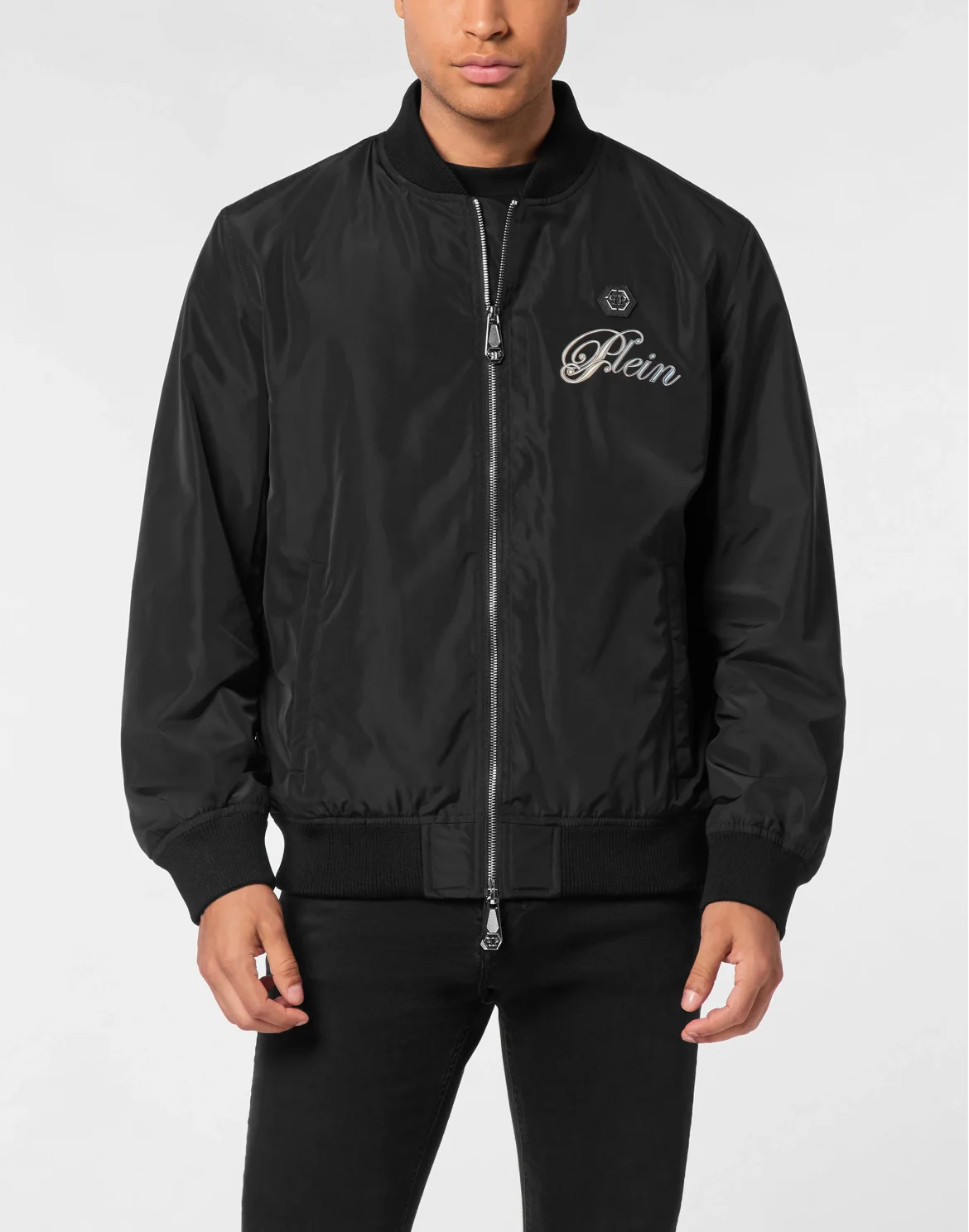 Nylon Light Bomber Jacket Skull Degrade, цвет: Черный