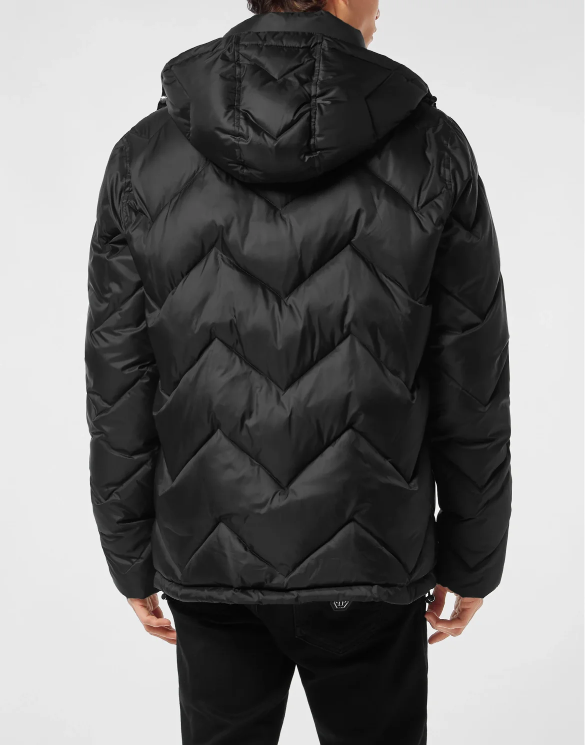Nylon Short Puffer Jacket Zigzag, цвет: Черный