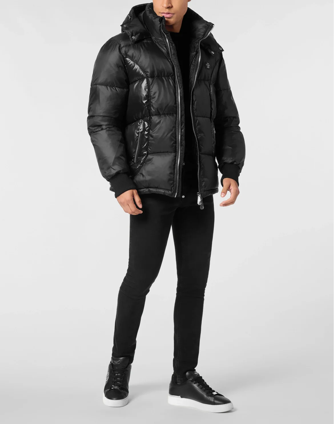 Mix Nylon Short Puffer Jacket, цвет: Черный