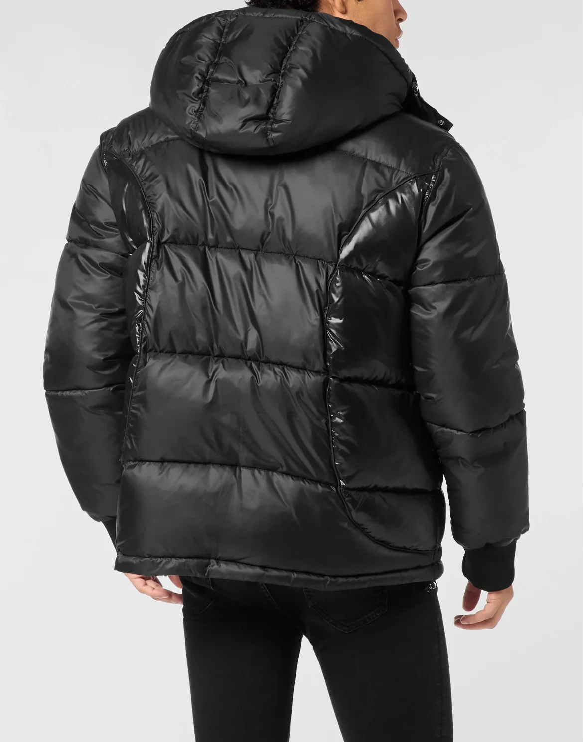 Mix Nylon Short Puffer Jacket, цвет: Черный