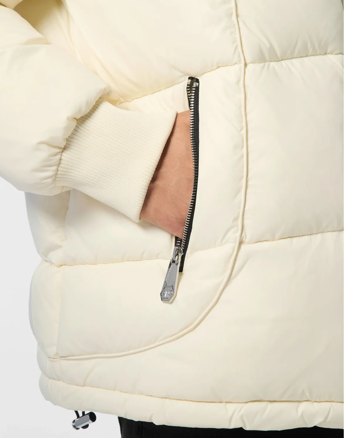 Mix Nylon Short Puffer Jacket, цвет: Бежевый