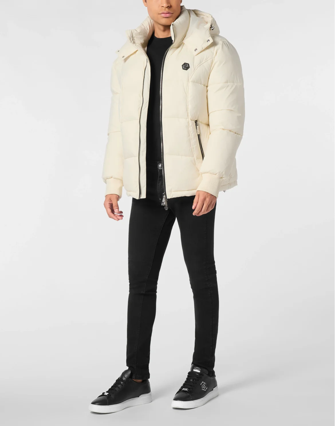 Mix Nylon Short Puffer Jacket, цвет: Бежевый
