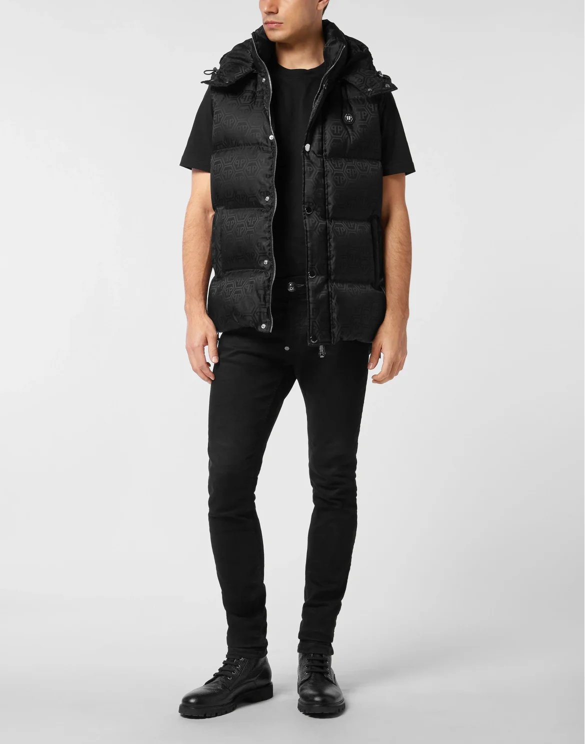 Nylon Down Vest Monogram, цвет: Черный
