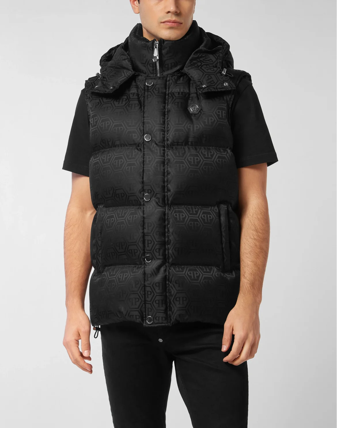 Nylon Down Vest Monogram, цвет: Черный
