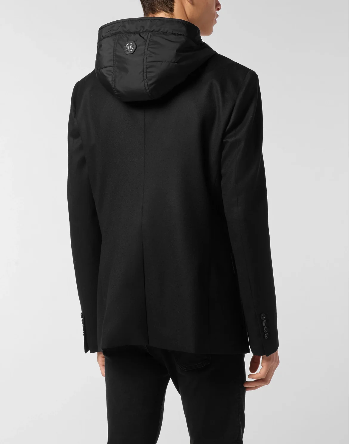 Water Repellent Wool Hooded Blazer, цвет: Черный