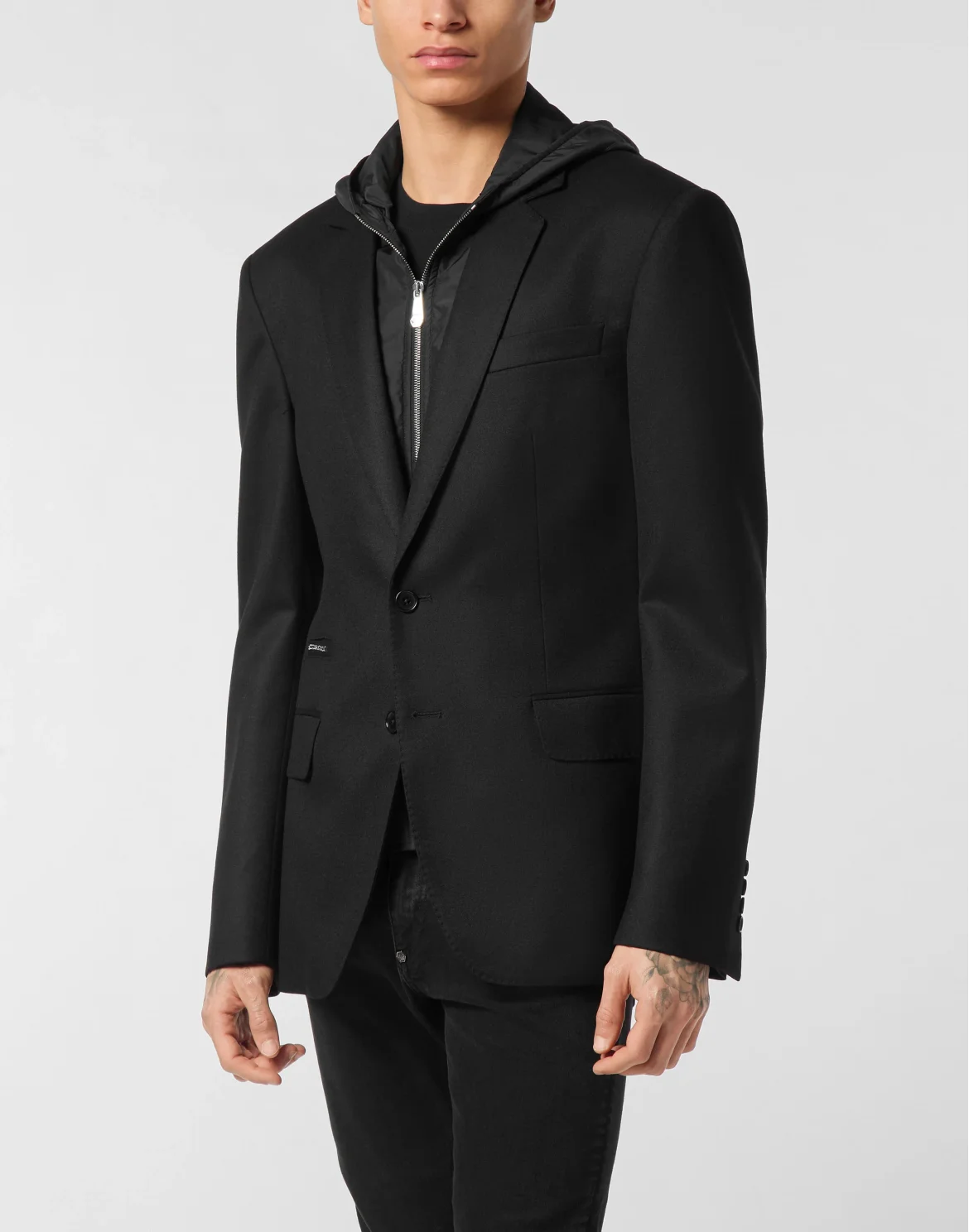 Water Repellent Wool Hooded Blazer, цвет: Черный