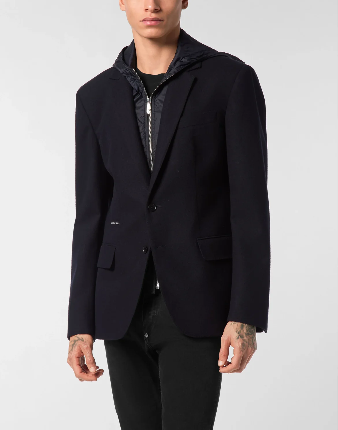 Water Repellent Wool Hooded Blazer, цвет: Синий