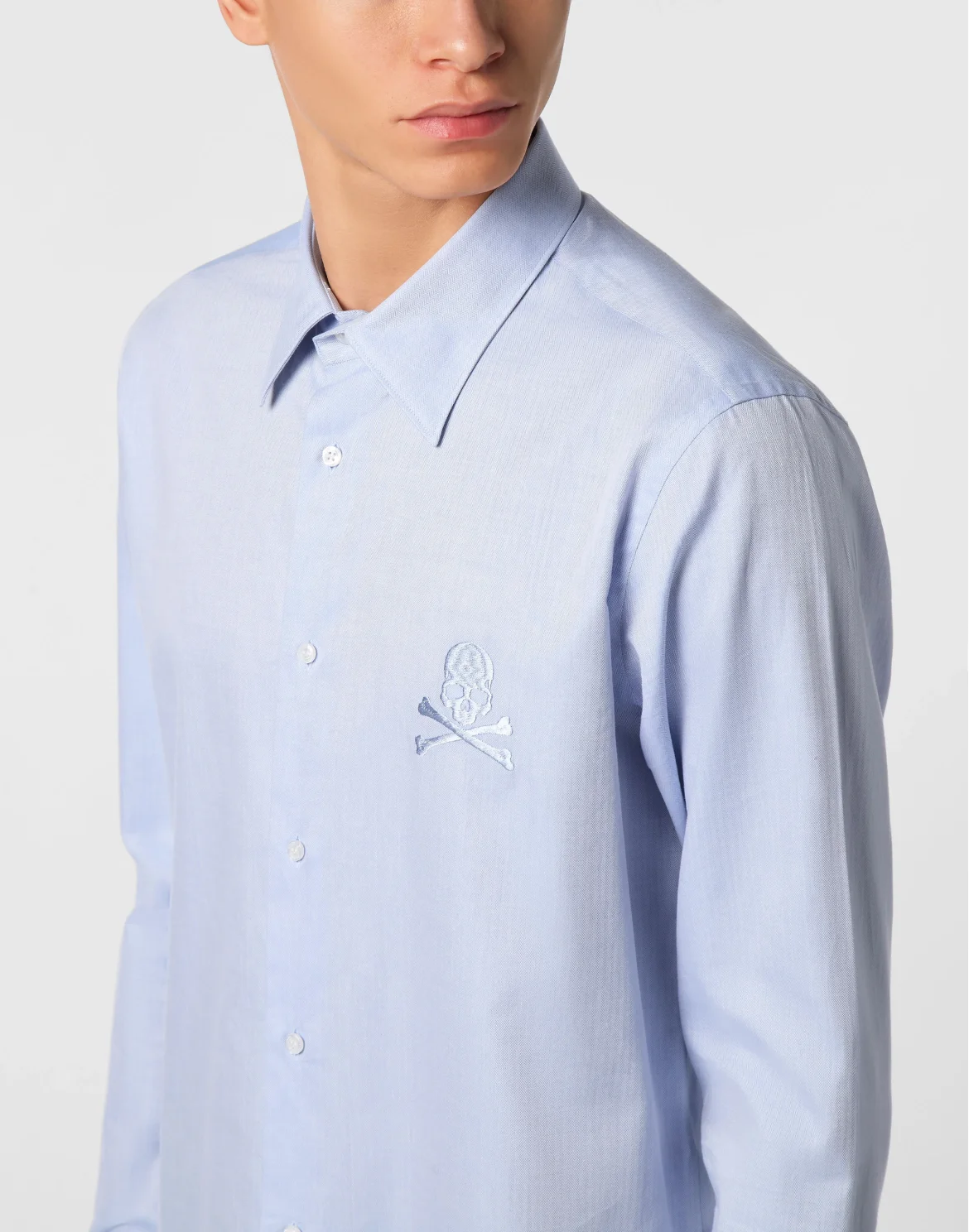 Regular Fit Shirt Herringbone, цвет: Голубой