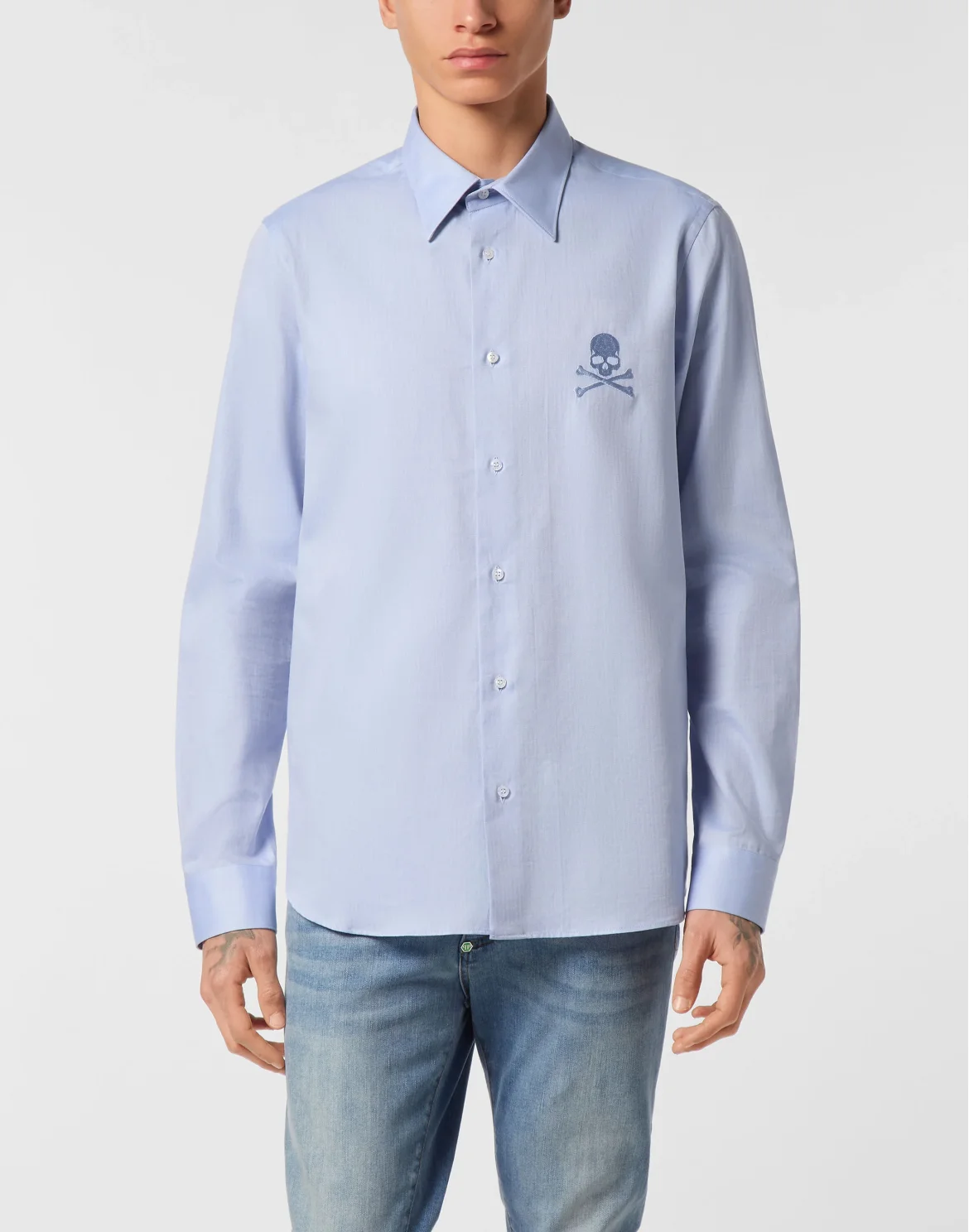 Regular Fit Shirt Herringbone, цвет: Голубой