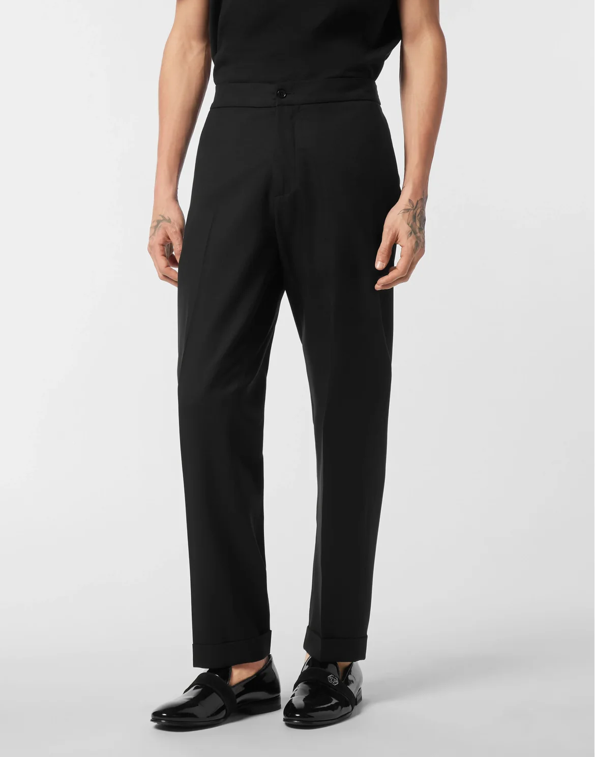 Wool Wide Leg Trousers, цвет: Черный