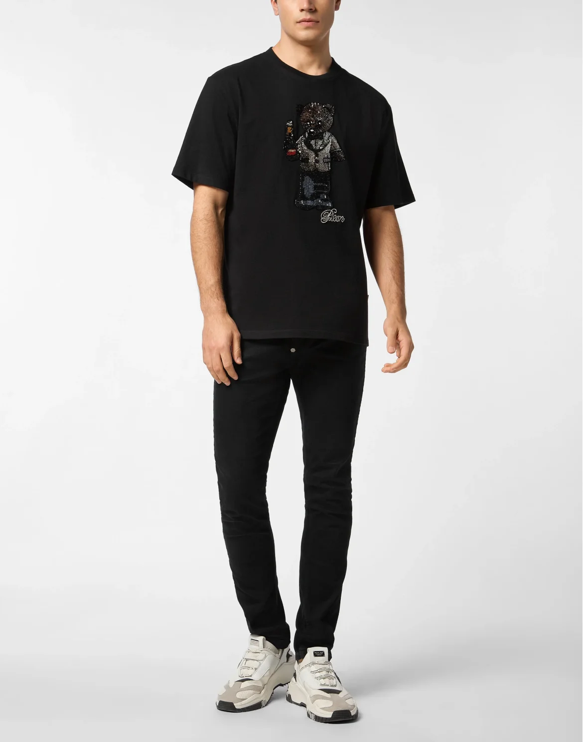 Round Neck T-Shirt Teddy Crystal, цвет: Черный