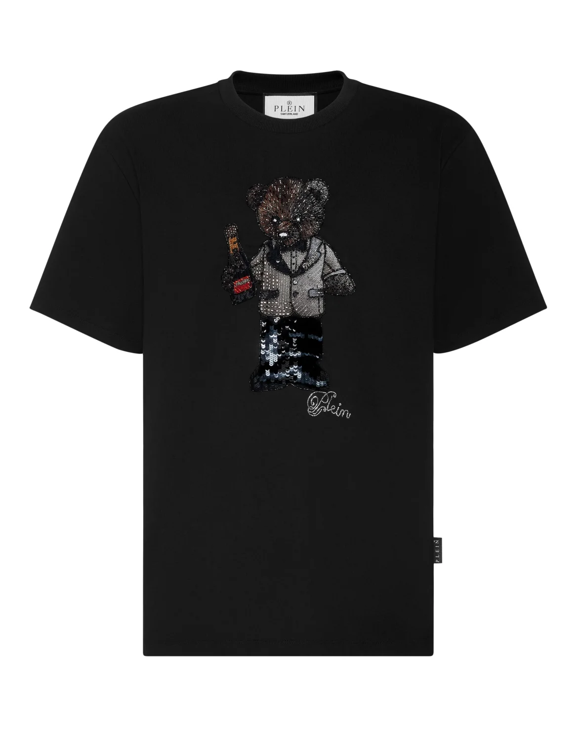 Round Neck T-Shirt Teddy Crystal, цвет: Черный