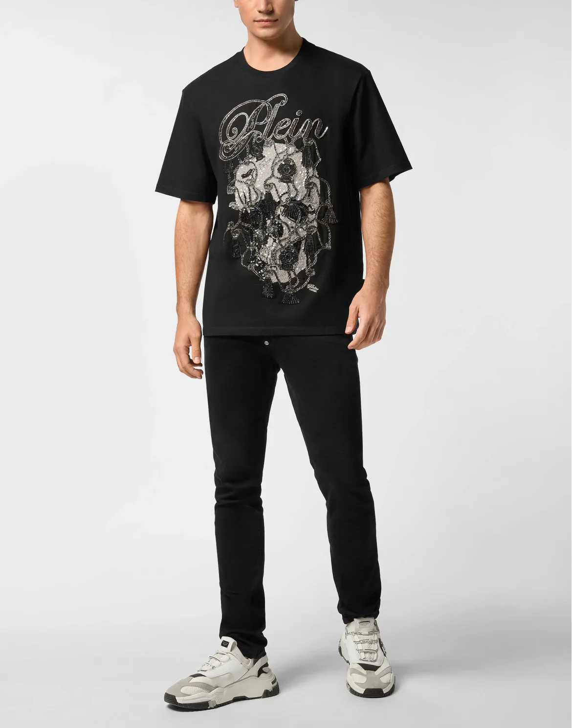 Round Neck T-Shirt Glass Skull, цвет: Черный