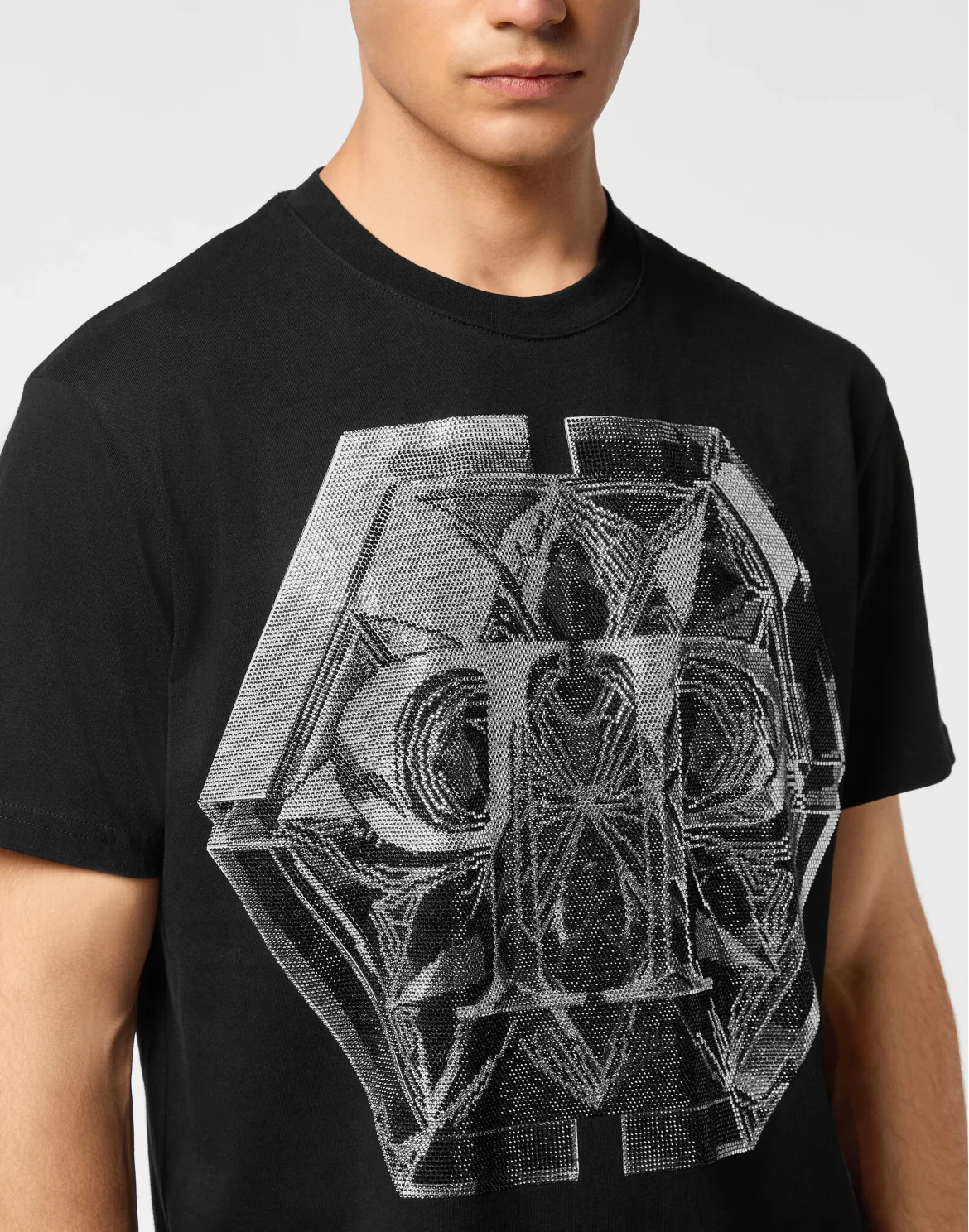 Round Neck T-Shirt Glass PP Hexagon, цвет: Черный