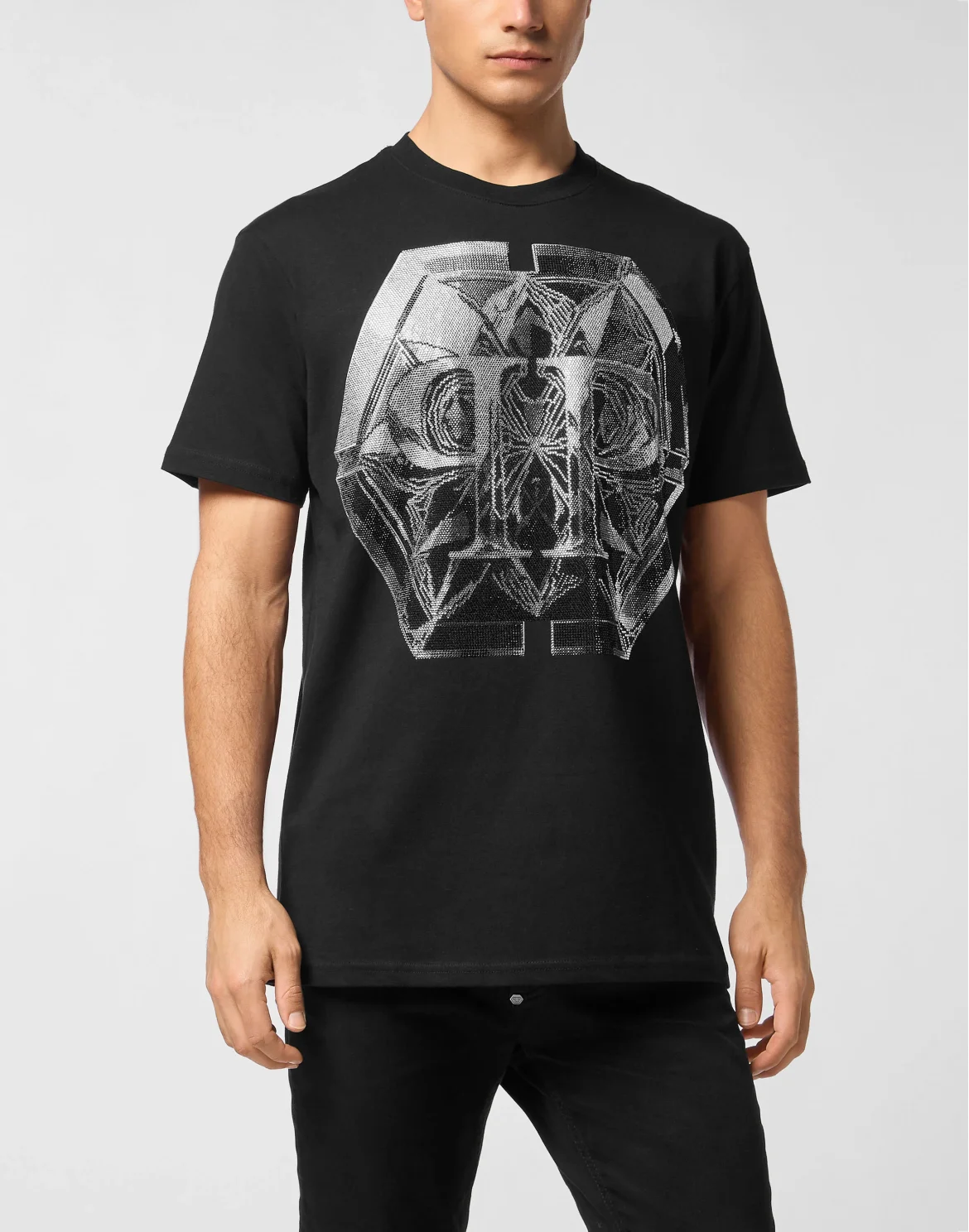 Round Neck T-Shirt Glass PP Hexagon, цвет: Черный