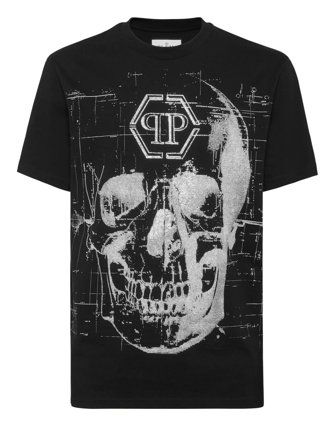 Round Neck T-Shirt Skull Strass, цвет: Черный