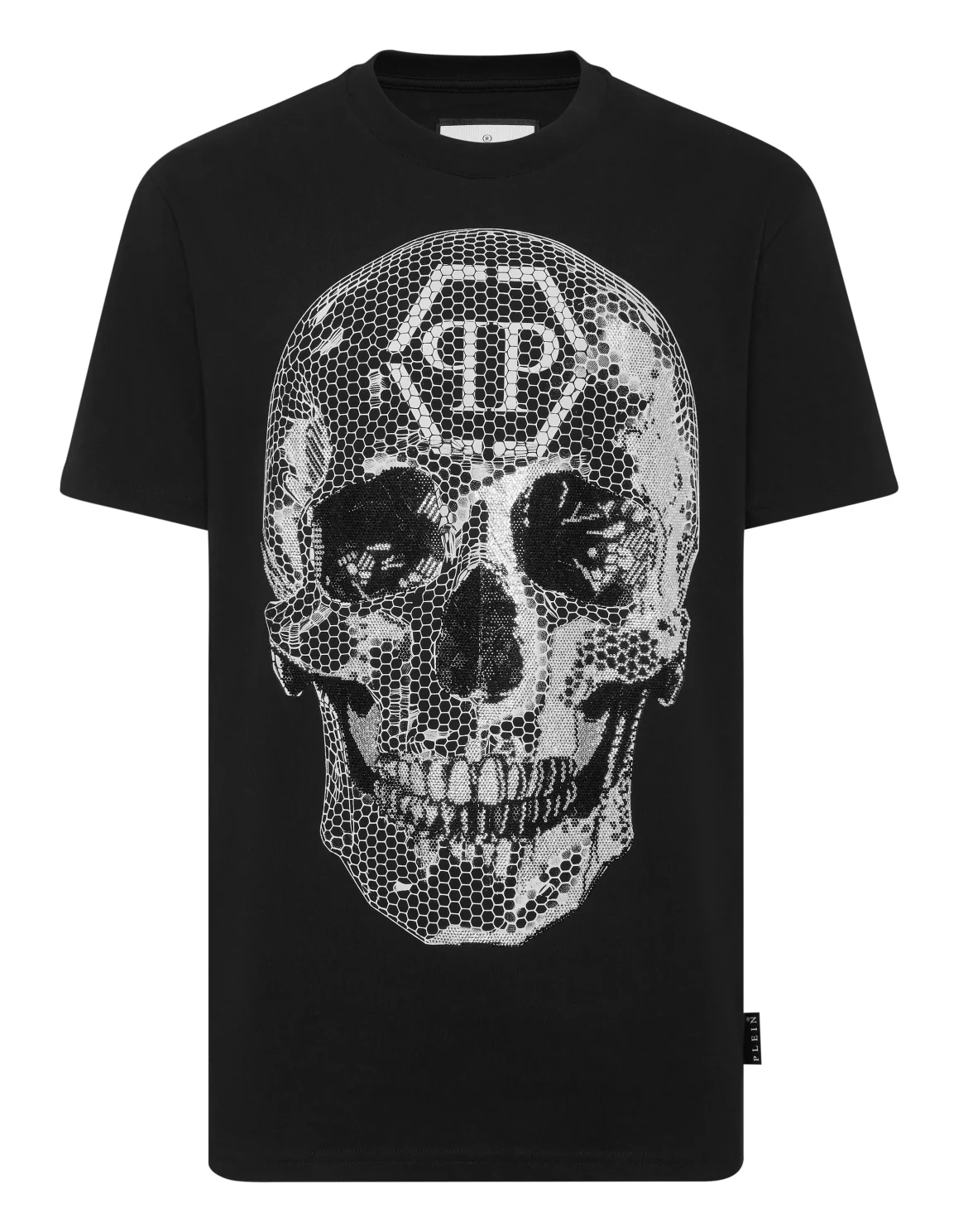 Round Neck T-Shirt Skull Strass, цвет: Черный