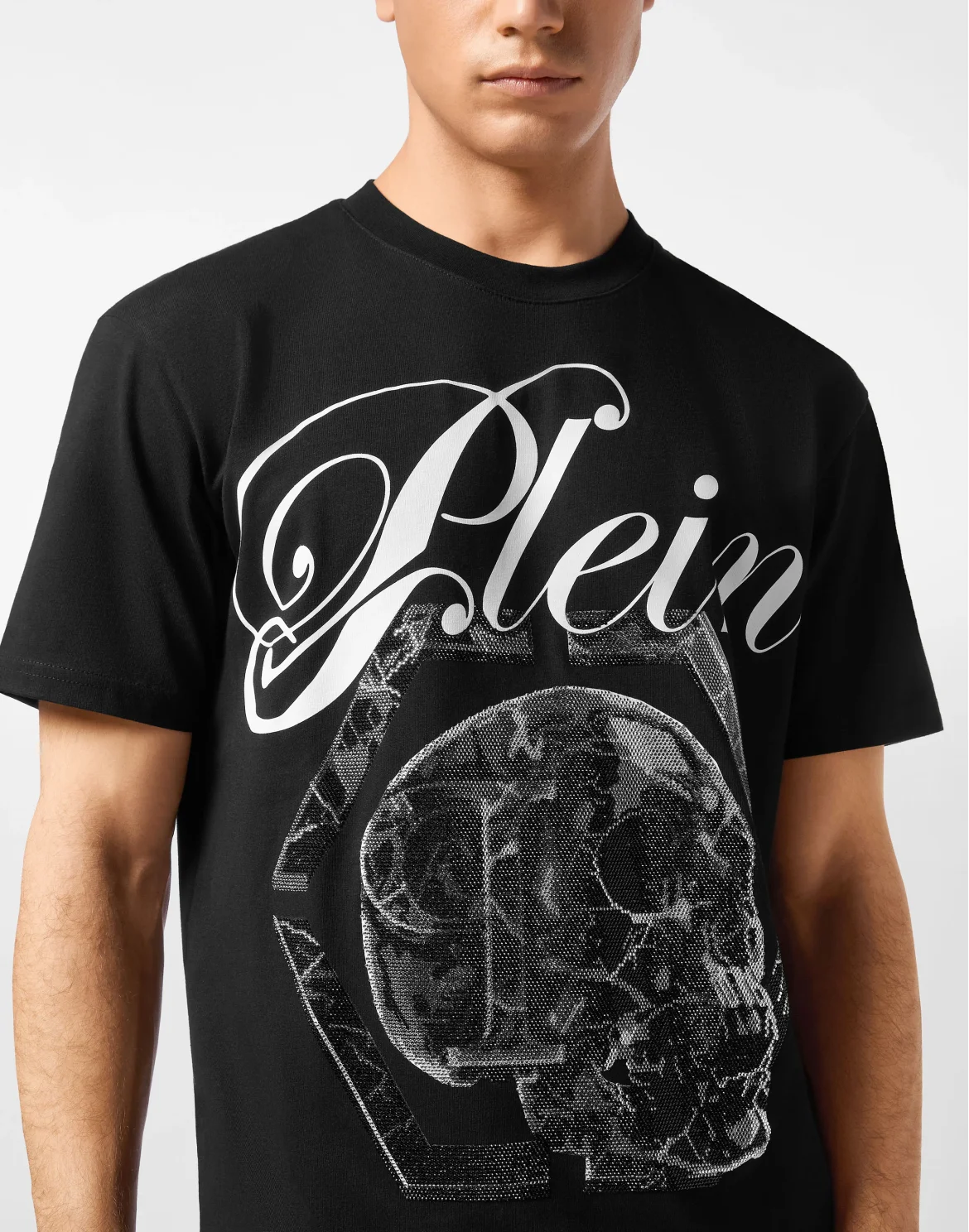 Round Neck T-Shirt Marble Skull, цвет: Черный