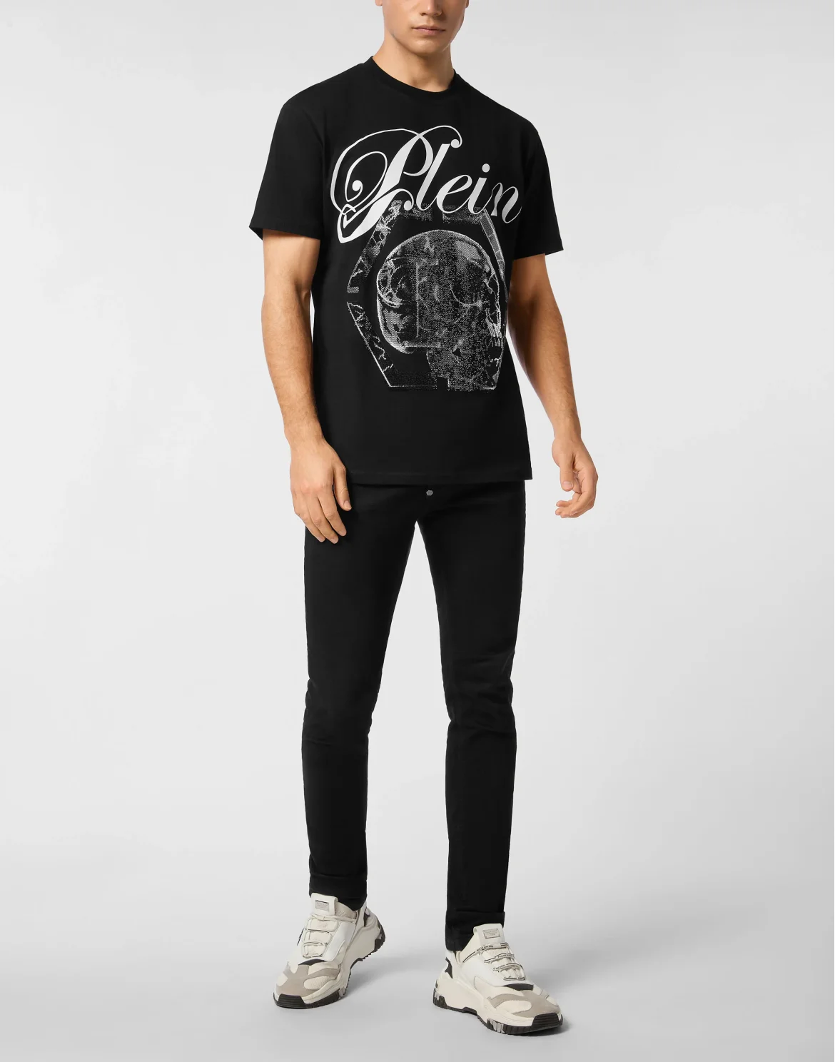 Round Neck T-Shirt Marble Skull, цвет: Черный