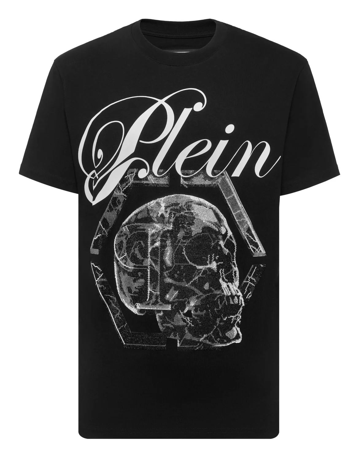 Round Neck T-Shirt Marble Skull, цвет: Черный