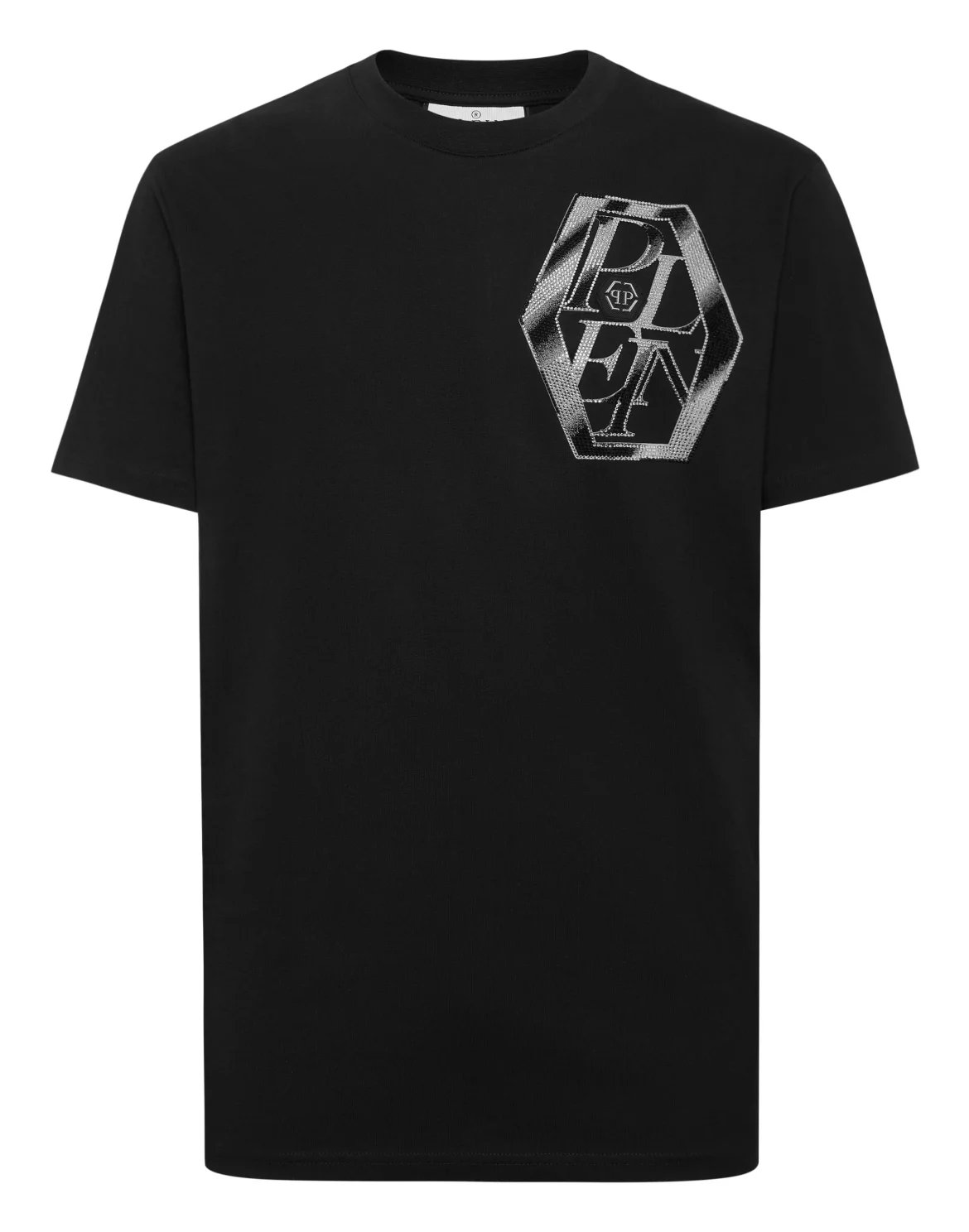 Round Neck T-Shirt Metal Plein, цвет: Черный