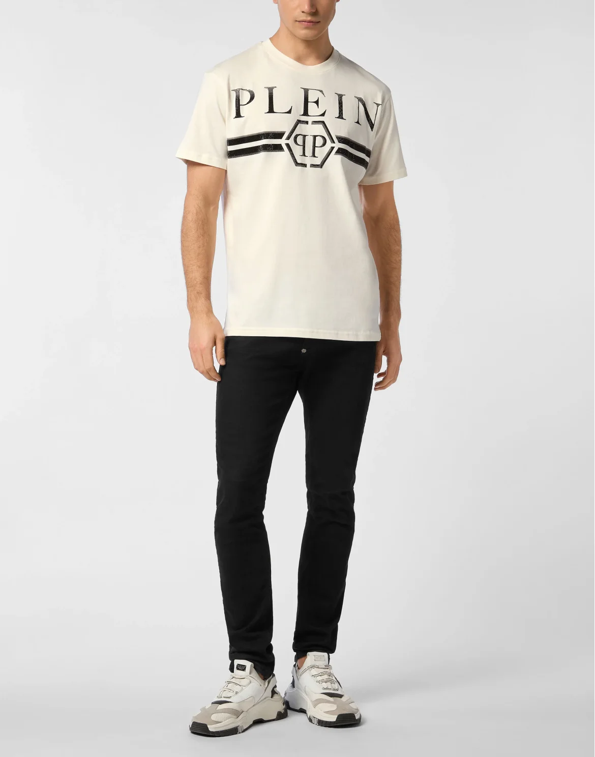 Round Neck T-Shirt Full Of Stones Stripes, цвет: Бежевый