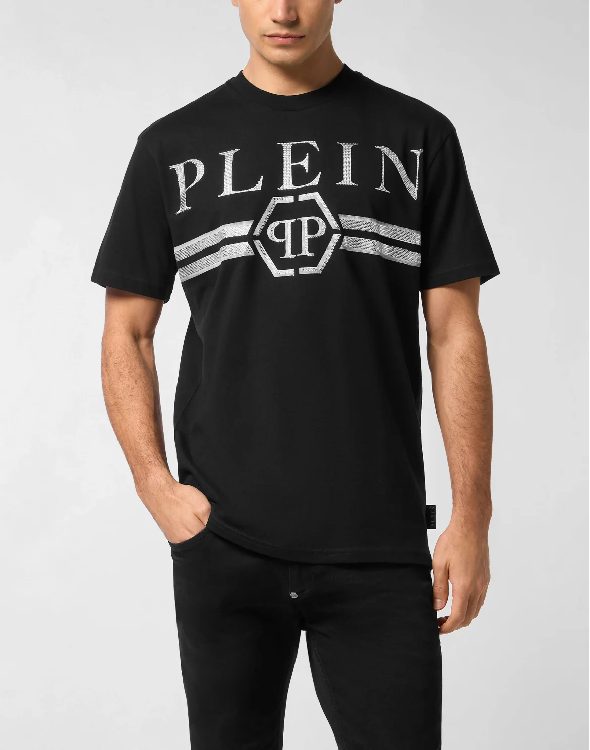 Round Neck T-Shirt Full Of Stones Stripes, цвет: Черный
