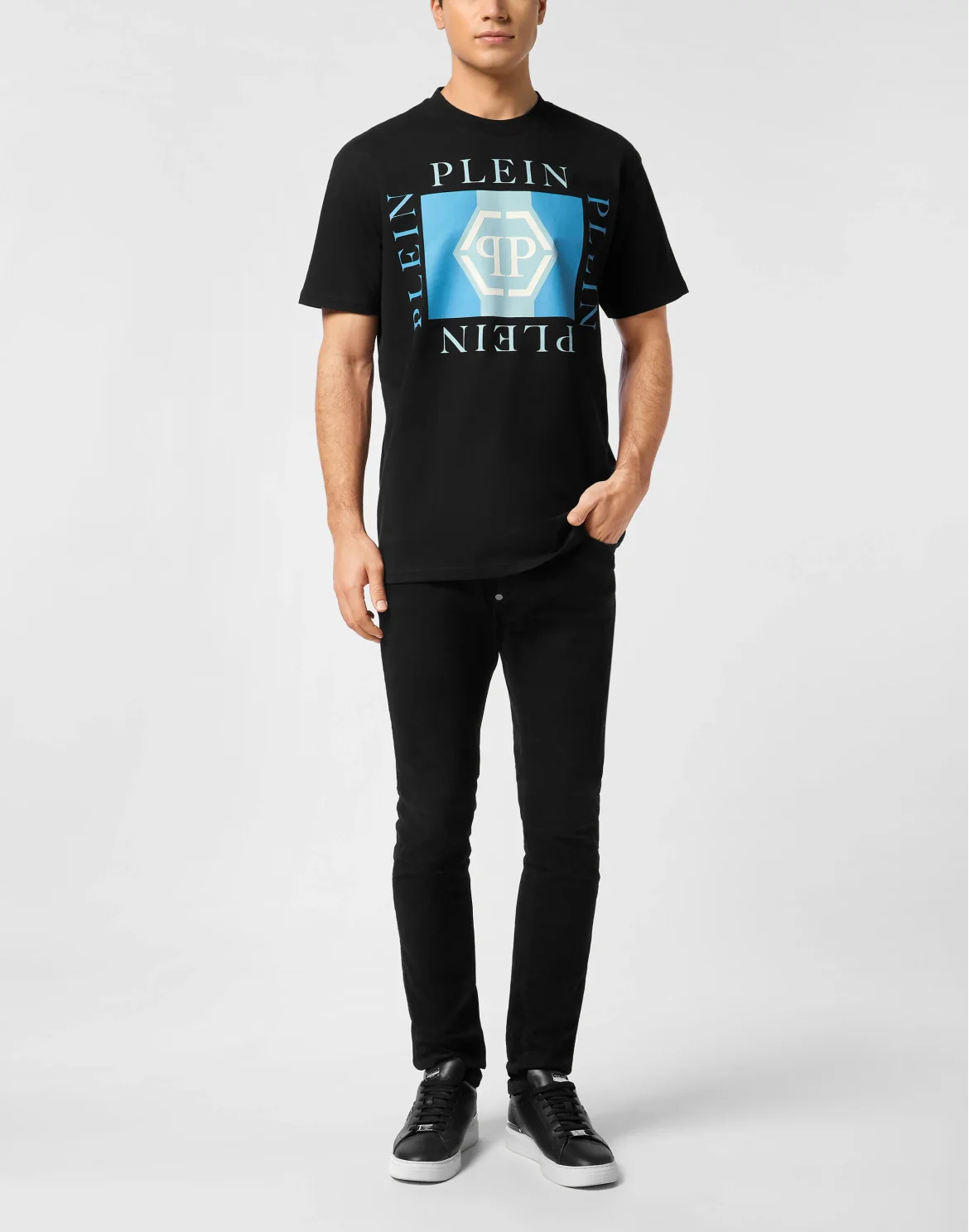 Printed Round Neck T-Shirt Hexagon, цвет: Черный