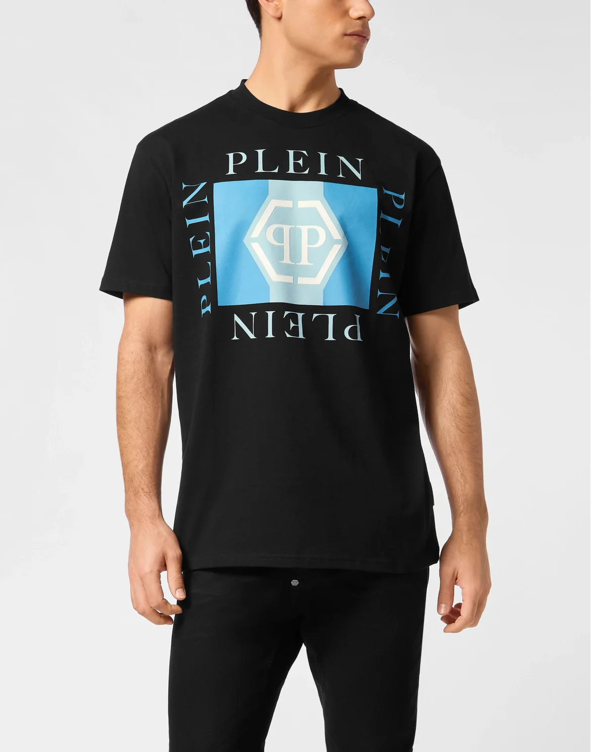 Printed Round Neck T-Shirt Hexagon, цвет: Черный