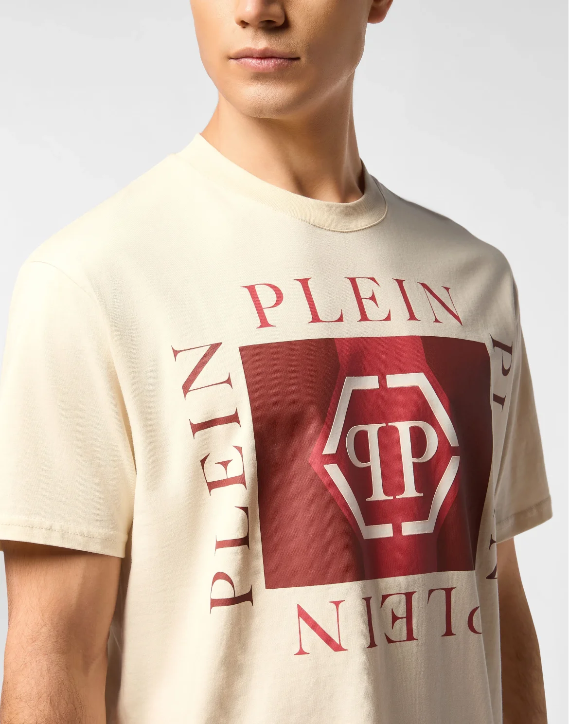Printed Round Neck T-Shirt Hexagon, цвет: Бежевый