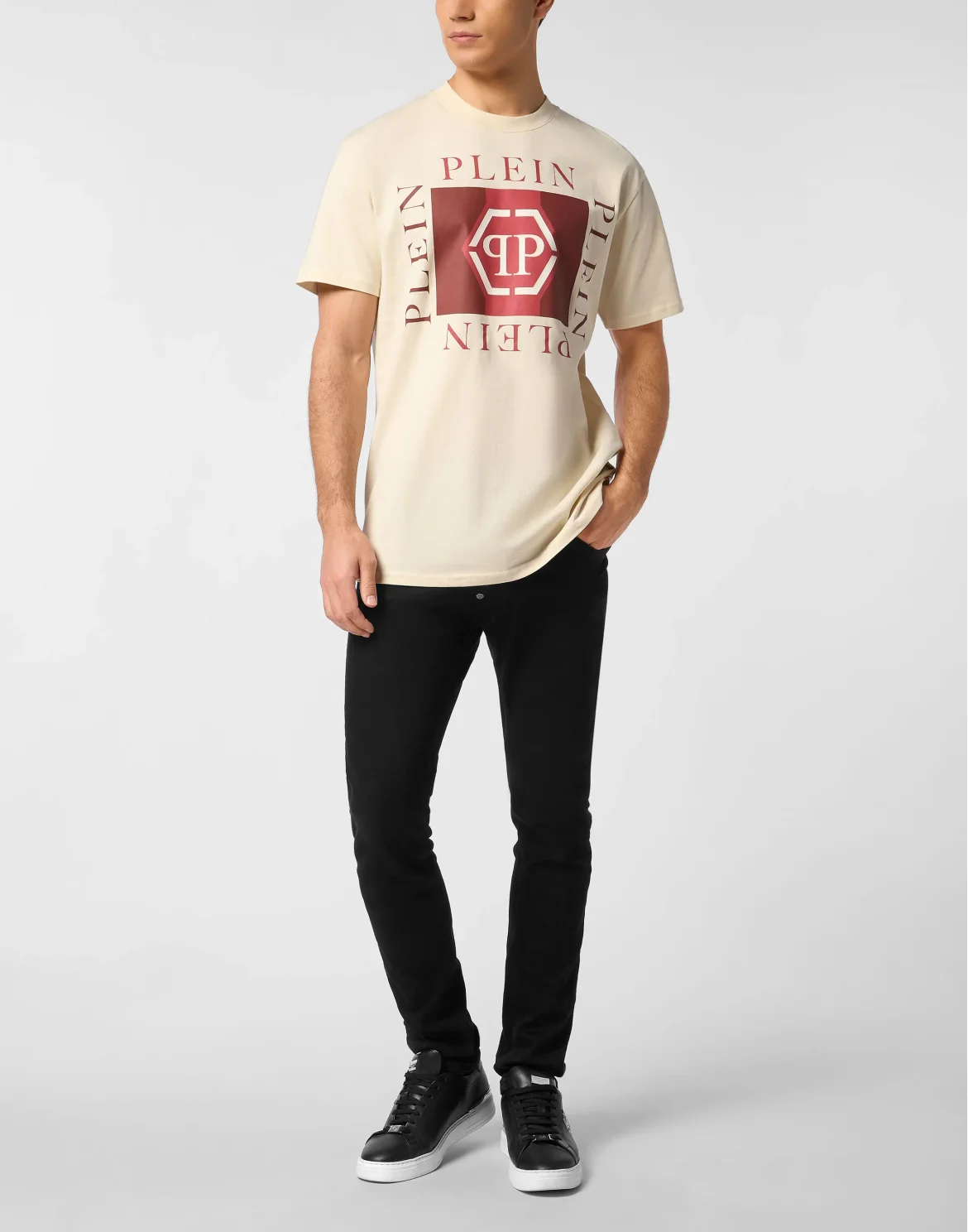 Printed Round Neck T-Shirt Hexagon, цвет: Бежевый