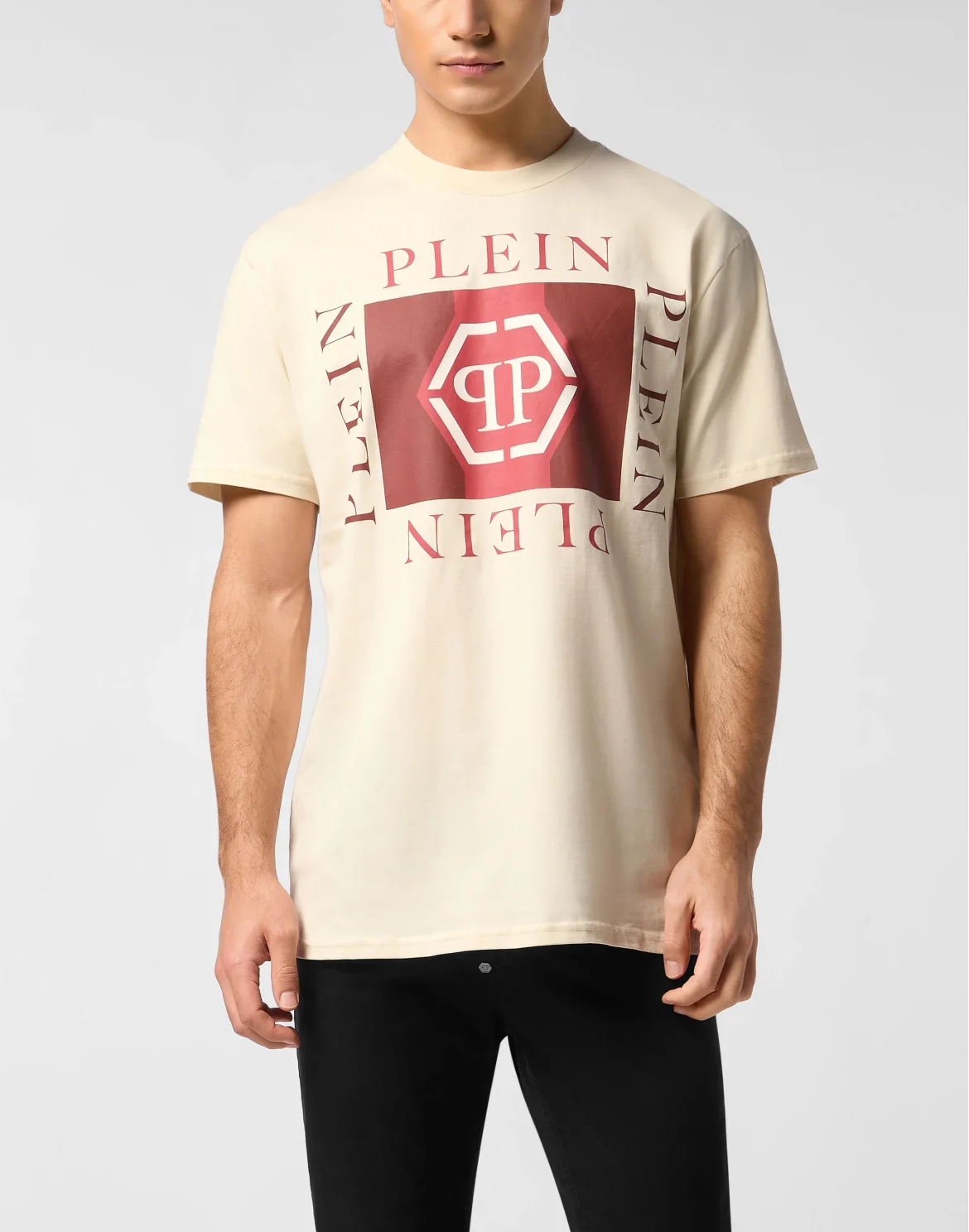 Printed Round Neck T-Shirt Hexagon, цвет: Бежевый