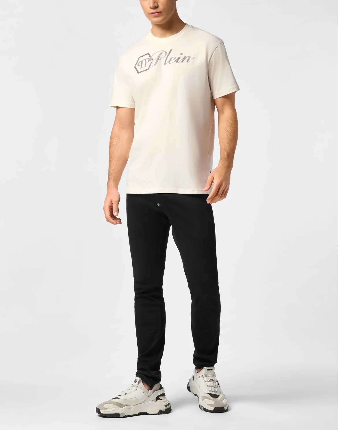 Round Neck T-Shirt Full Of Stones Plein, цвет: Бежевый