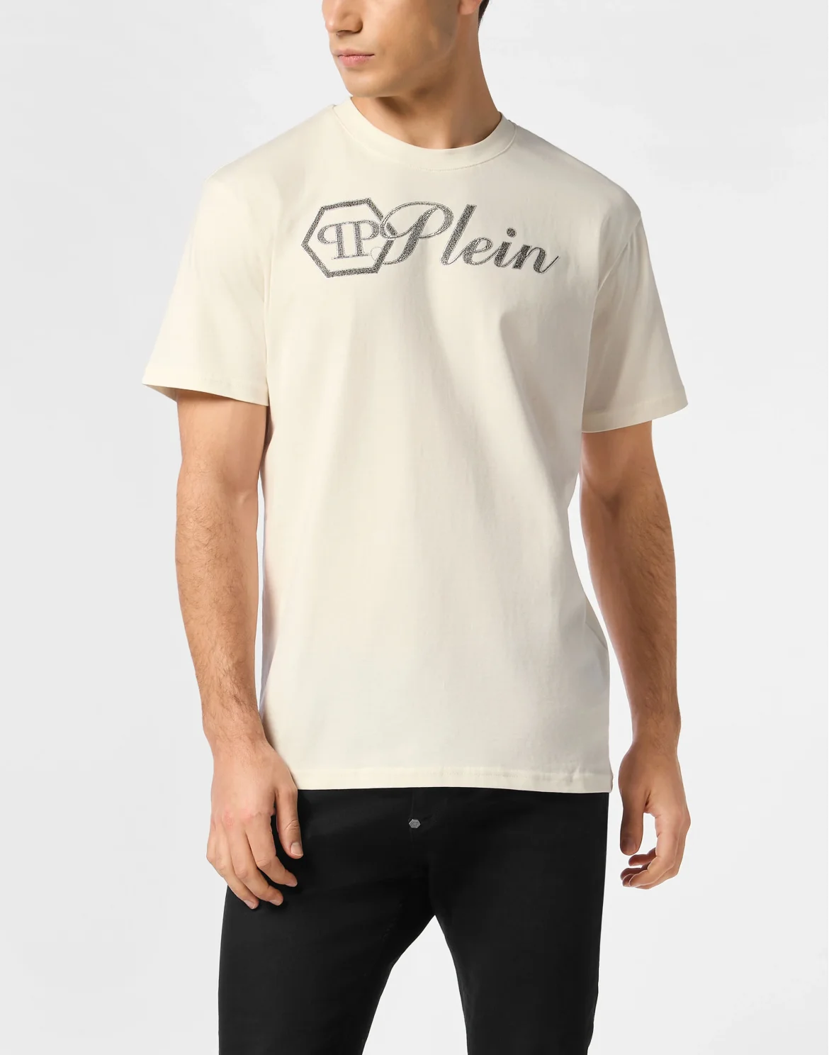 Round Neck T-Shirt Full Of Stones Plein, цвет: Бежевый
