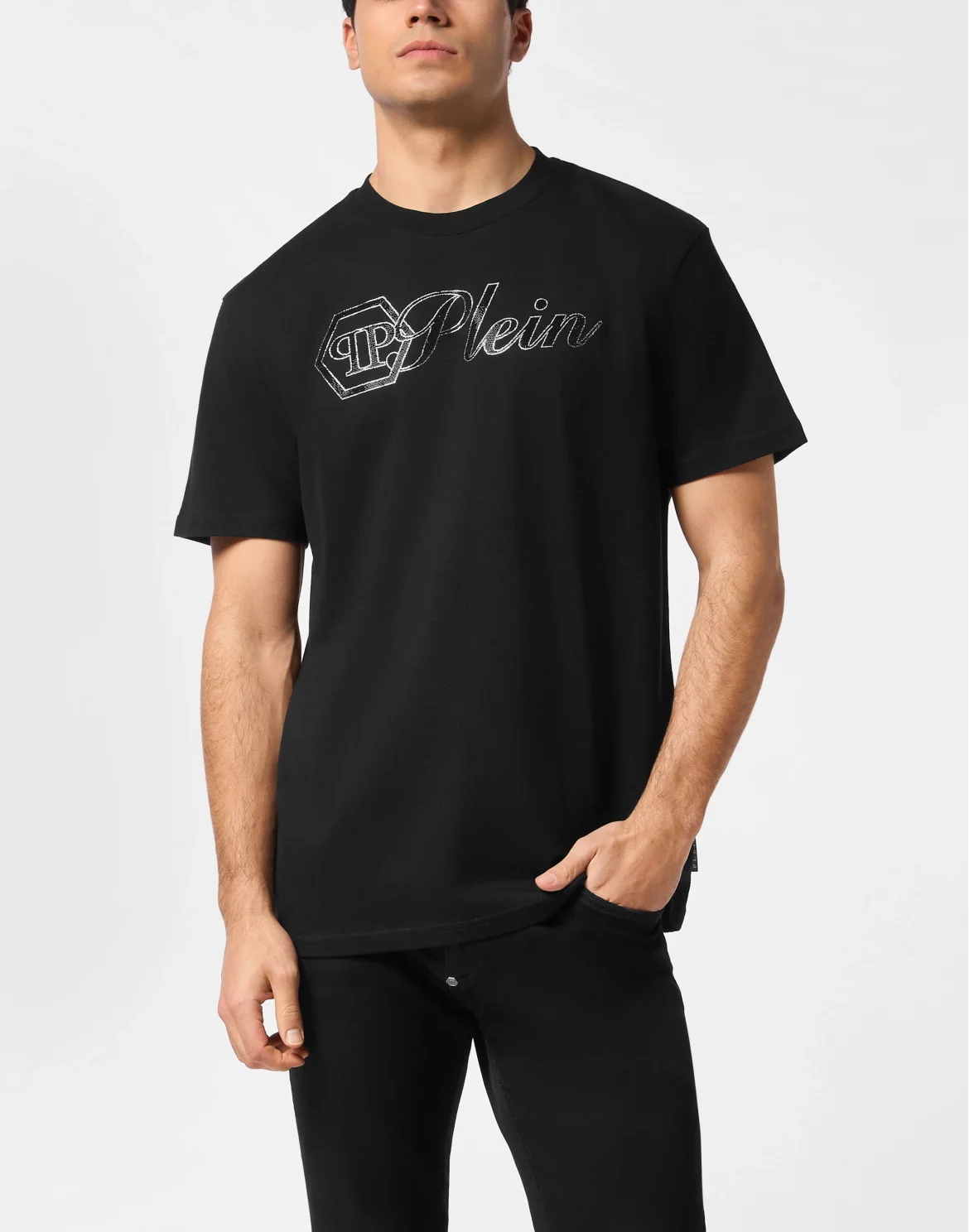 Round Neck T-Shirt Full Of Stones Plein, цвет: Черный