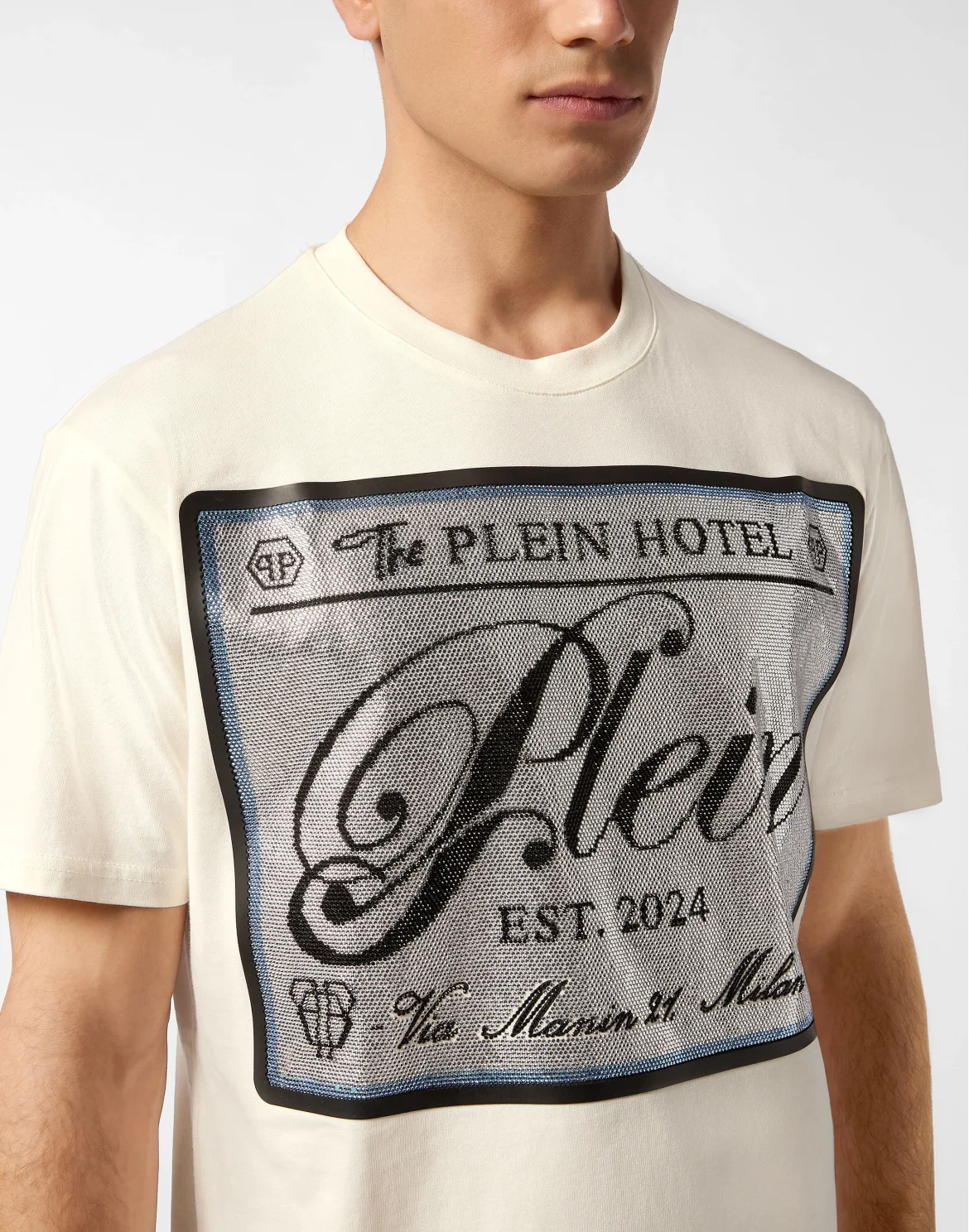 Round Neck T-Shirt Patch Stones, цвет: Бежевый