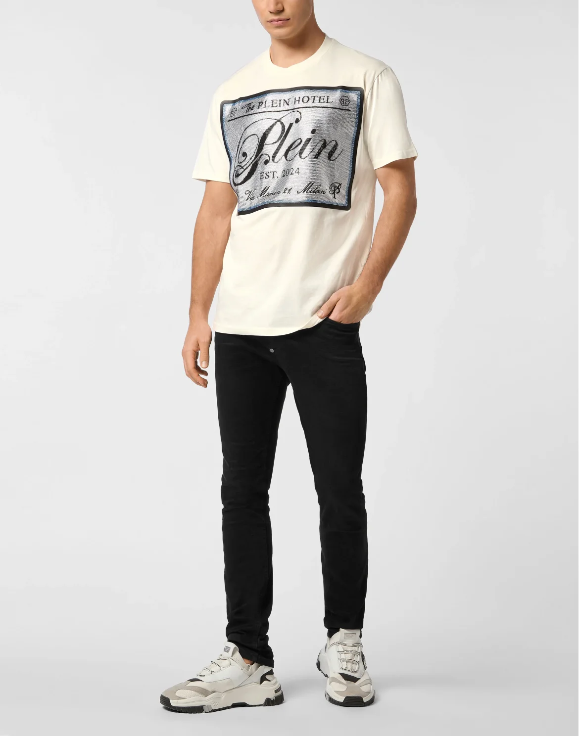 Round Neck T-Shirt Patch Stones, цвет: Бежевый