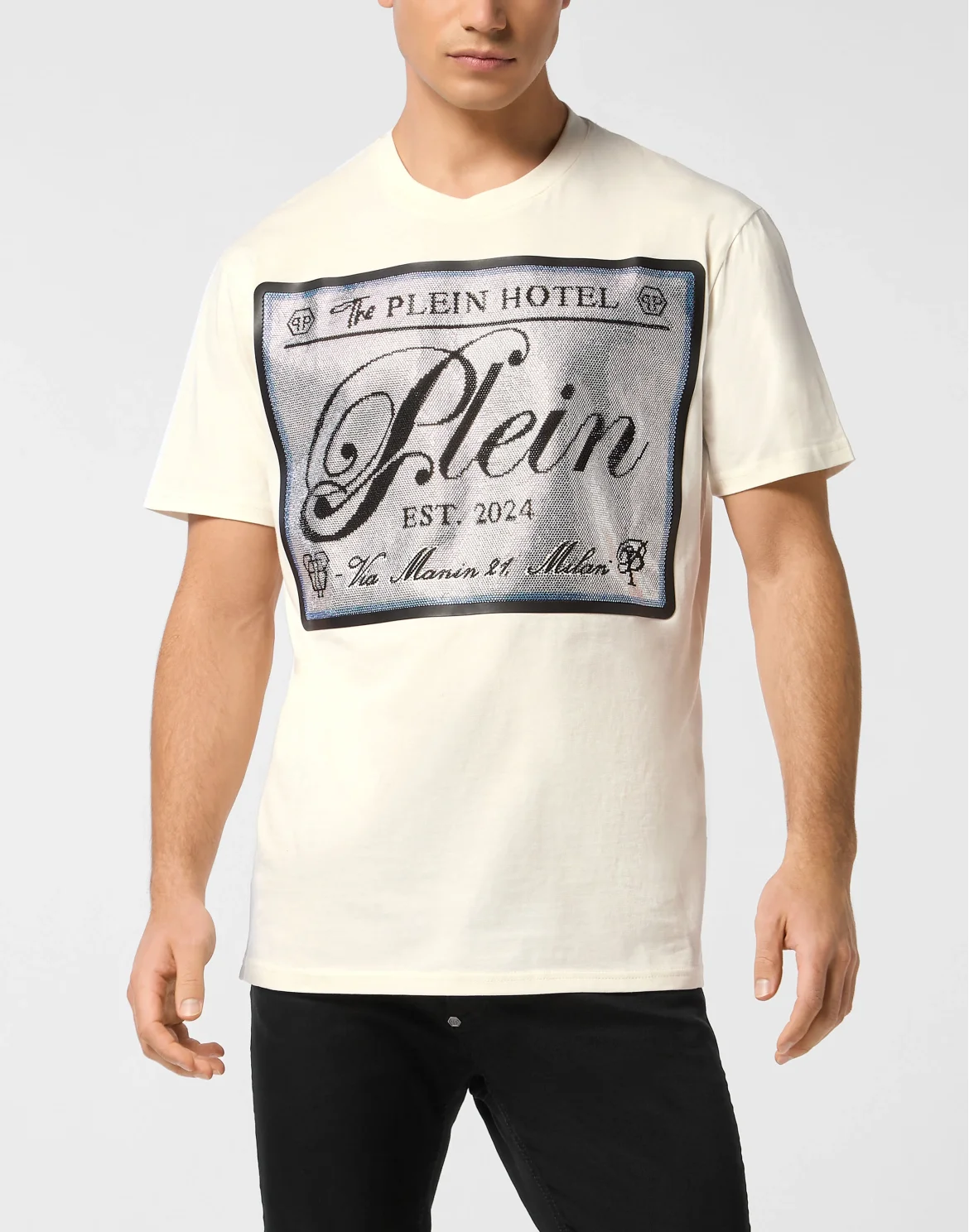 Round Neck T-Shirt Patch Stones, цвет: Бежевый