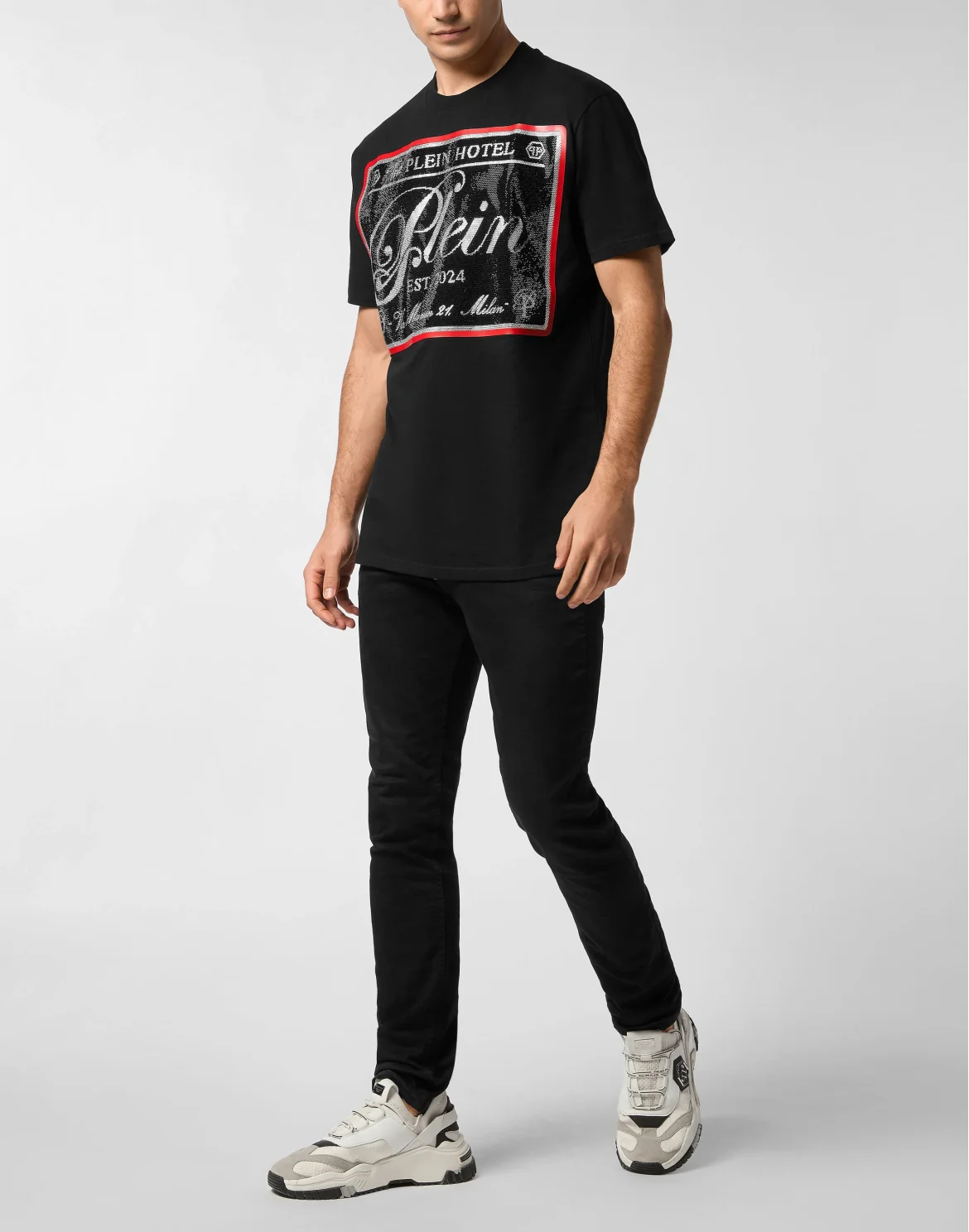Round Neck T-Shirt Patch Stones, цвет: Черный