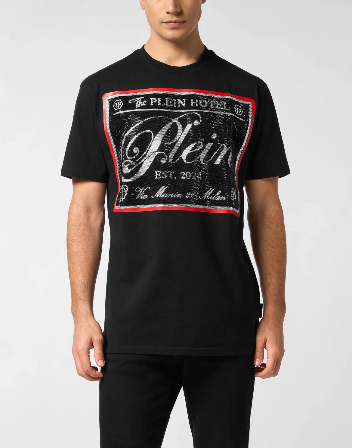 Round Neck T-Shirt Patch Stones, цвет: Черный