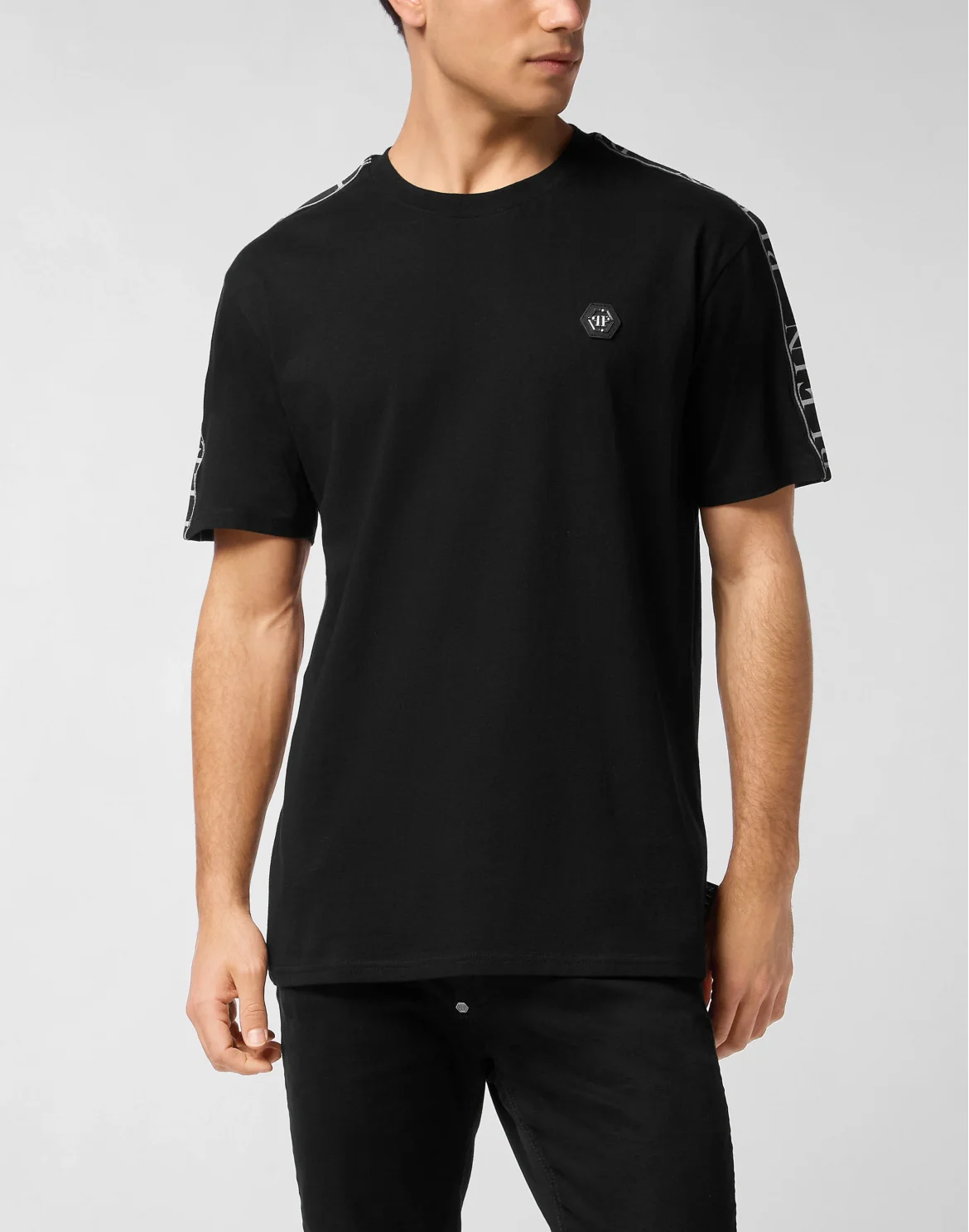 Round Neck T-Shirt Plein Tape, цвет: Черный