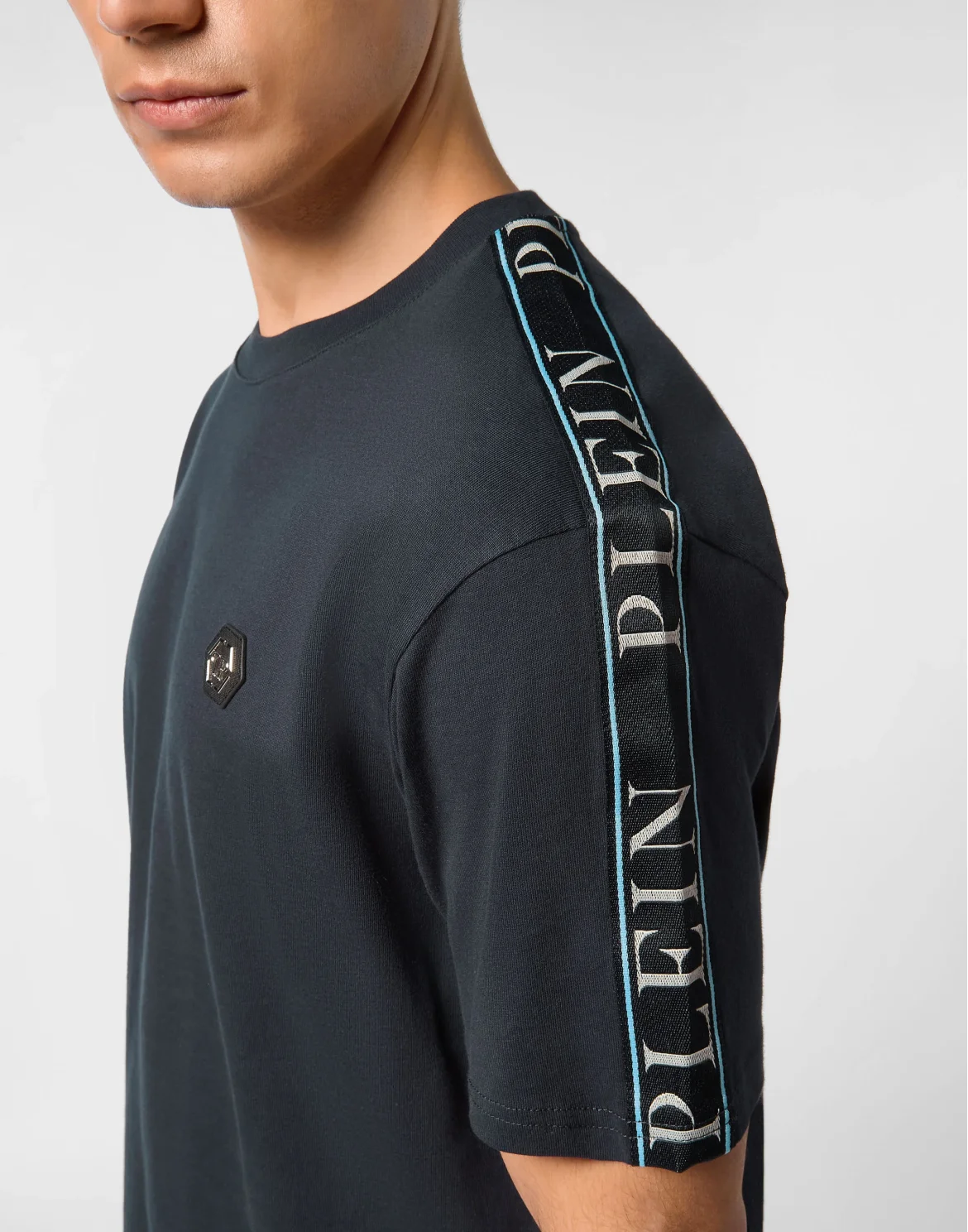 Round Neck T-Shirt Plein Tape, цвет: Синий
