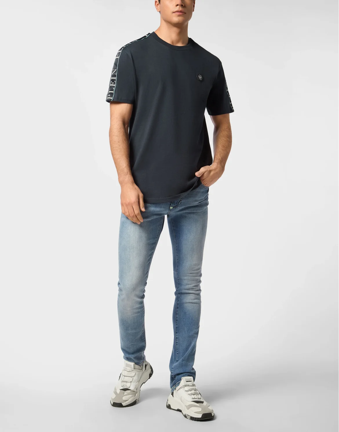 Round Neck T-Shirt Plein Tape, цвет: Синий