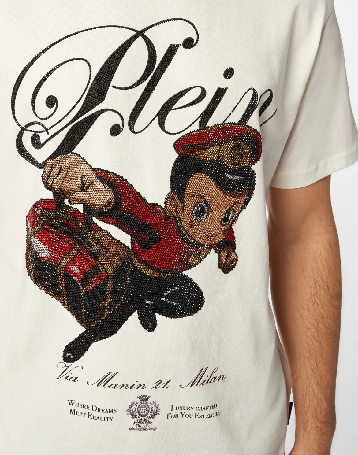 Round Neck T-Shirt Plein Boy Stones, цвет: Бежевый