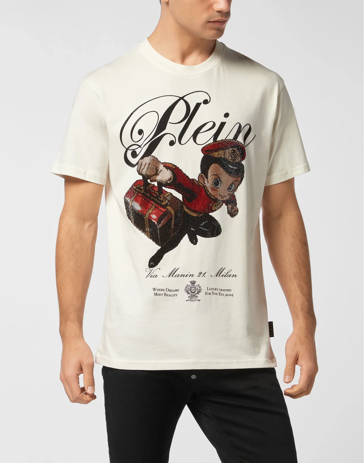 Round Neck T-Shirt Plein Boy Stones, цвет: Бежевый