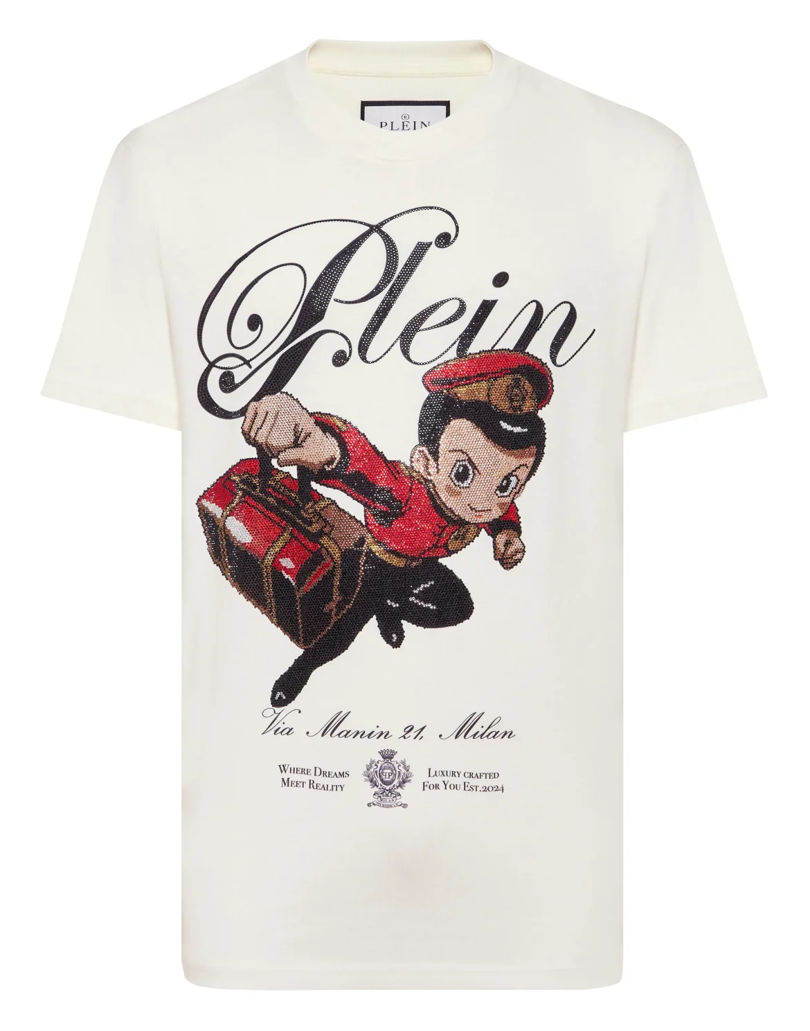 Round Neck T-Shirt Plein Boy Stones, цвет: Бежевый