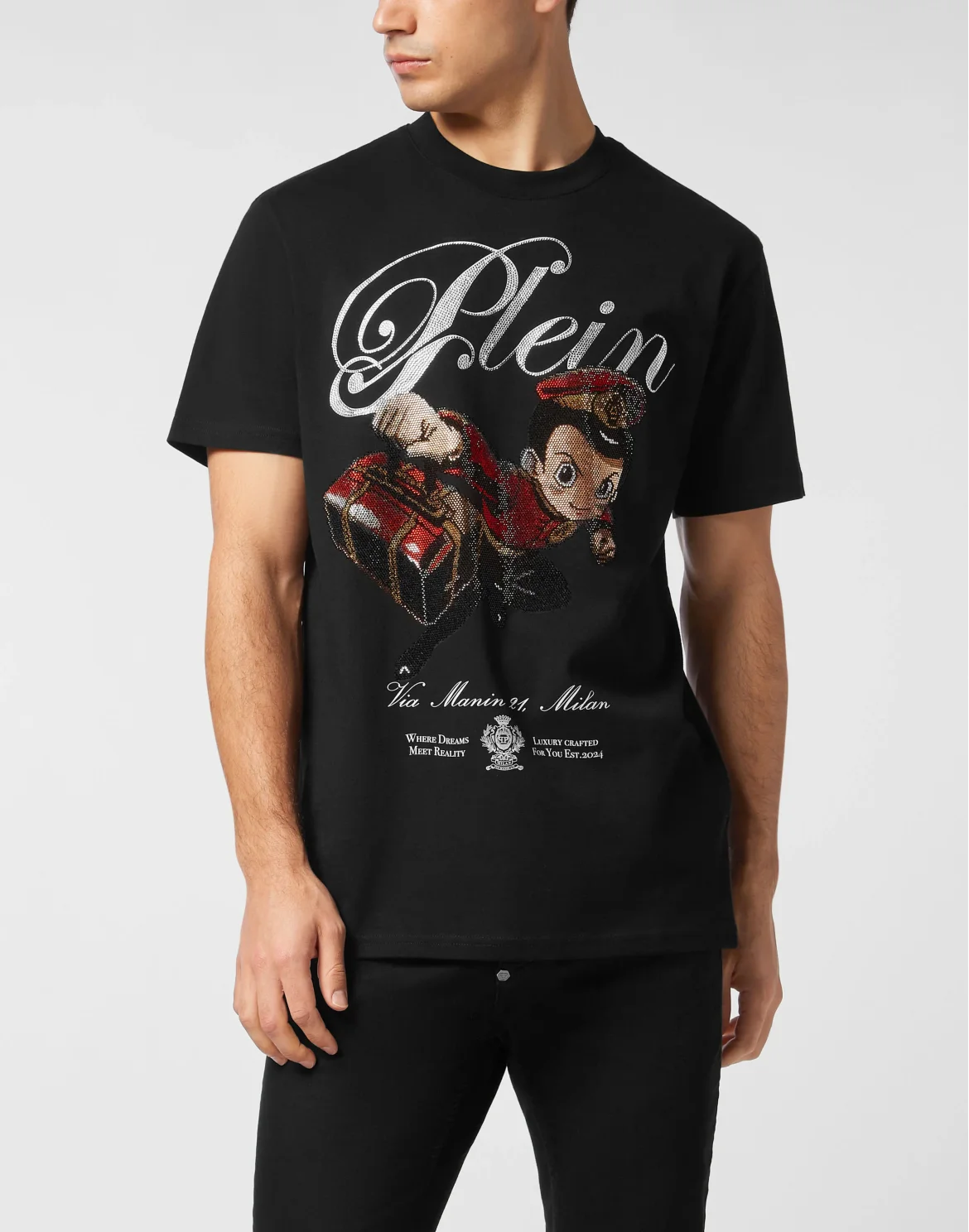 Round Neck T-Shirt Plein Boy Stones, цвет: Черный