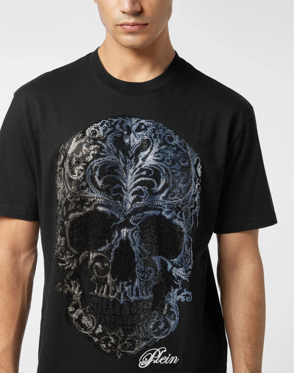 Round Neck T-Shirt Degrade' Skull, цвет: Черный