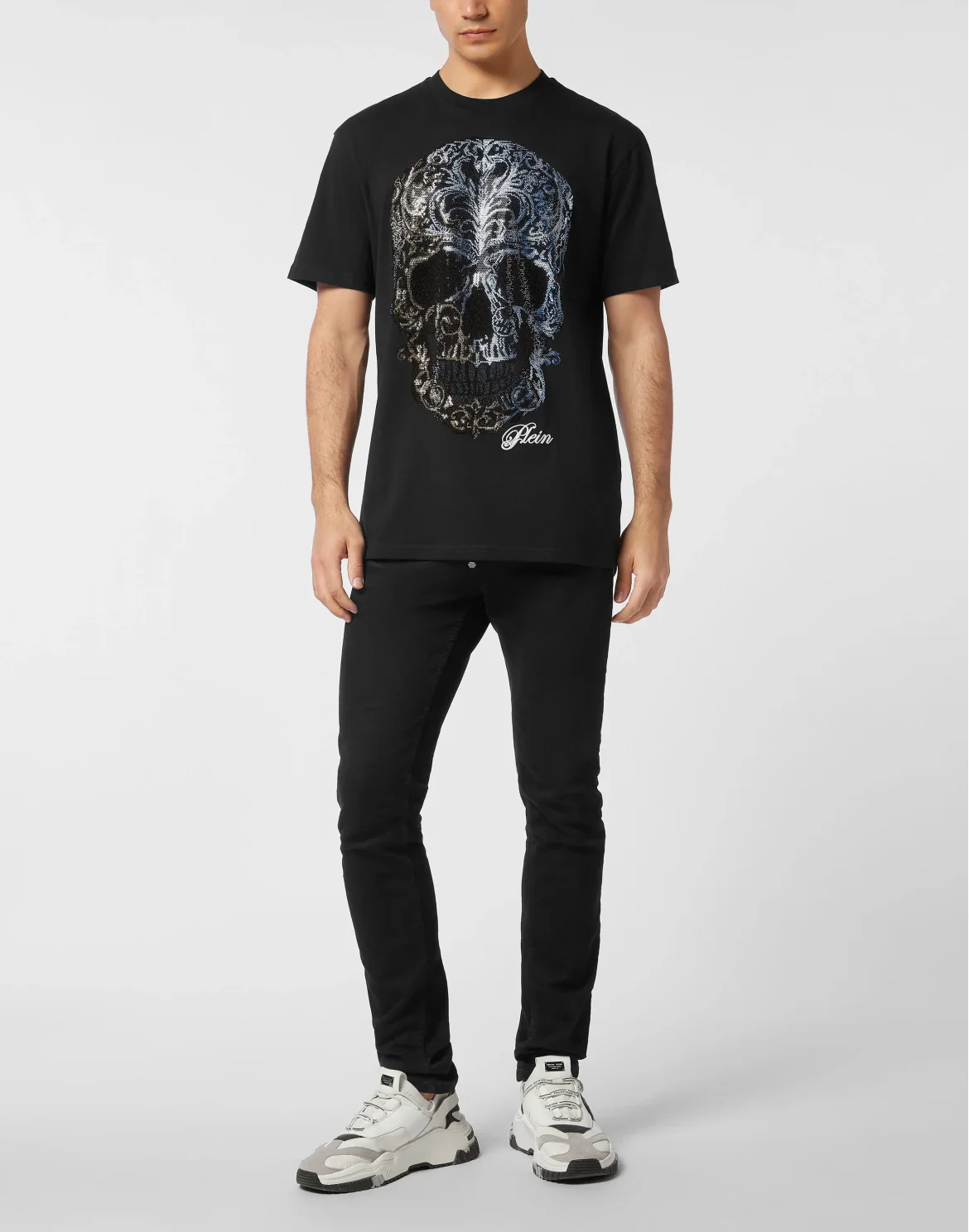Round Neck T-Shirt Degrade' Skull, цвет: Черный