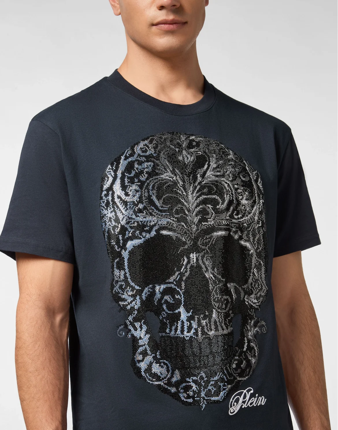 Round Neck T-Shirt Degrade' Skull, цвет: Синий